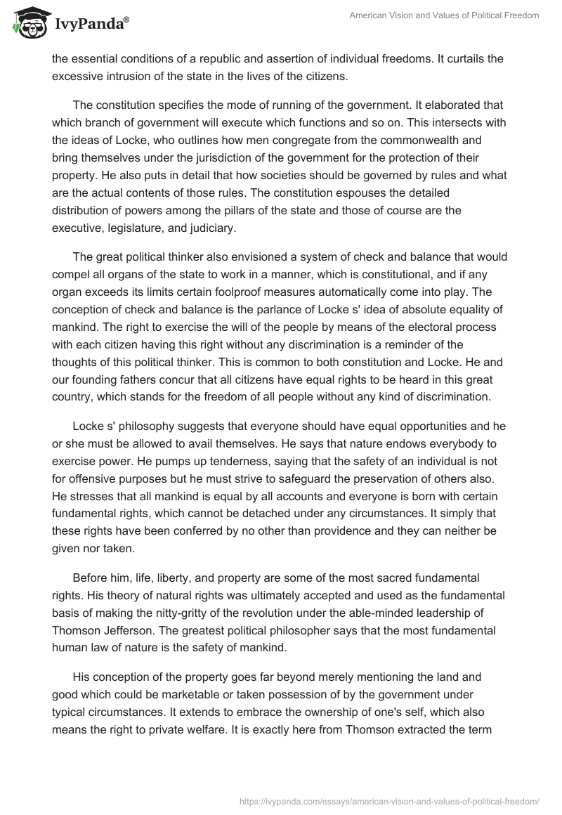 American Vision and Values of Political Freedom. Page 3