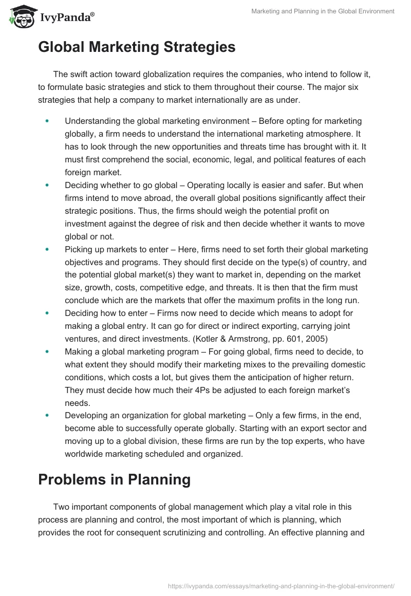 Marketing and Planning in the Global Environment. Page 2