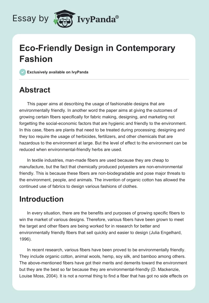 Eco-Friendly Design in Contemporary Fashion. Page 1