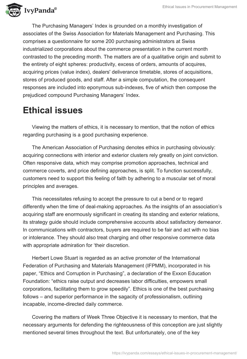 Ethical Issues in Procurement Management. Page 2