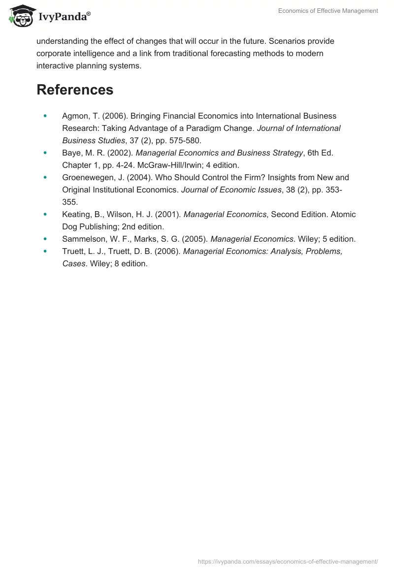 Economics of Effective Management. Page 5