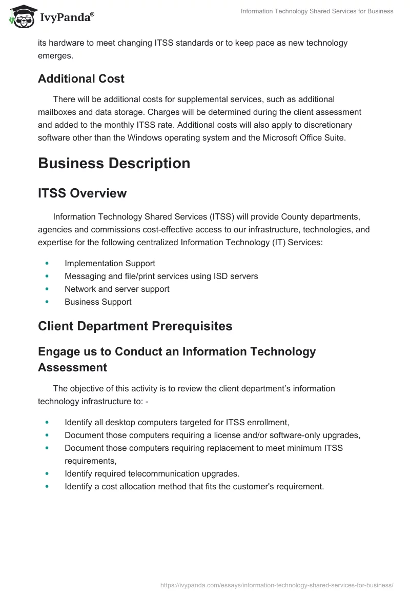 Information Technology Shared Services for Business. Page 3