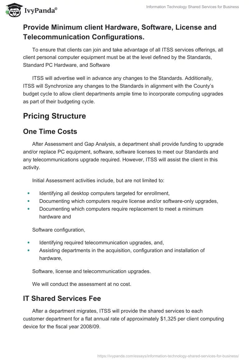 Information Technology Shared Services for Business. Page 4