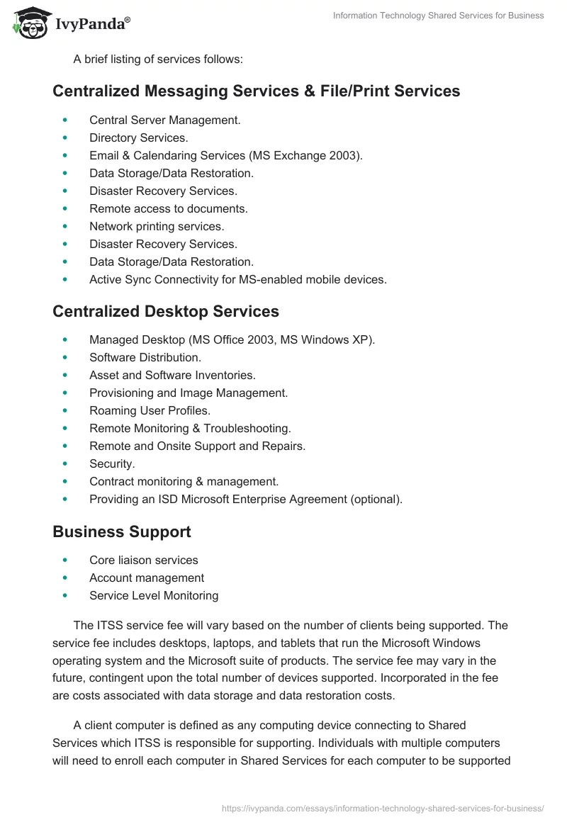 Information Technology Shared Services for Business. Page 5