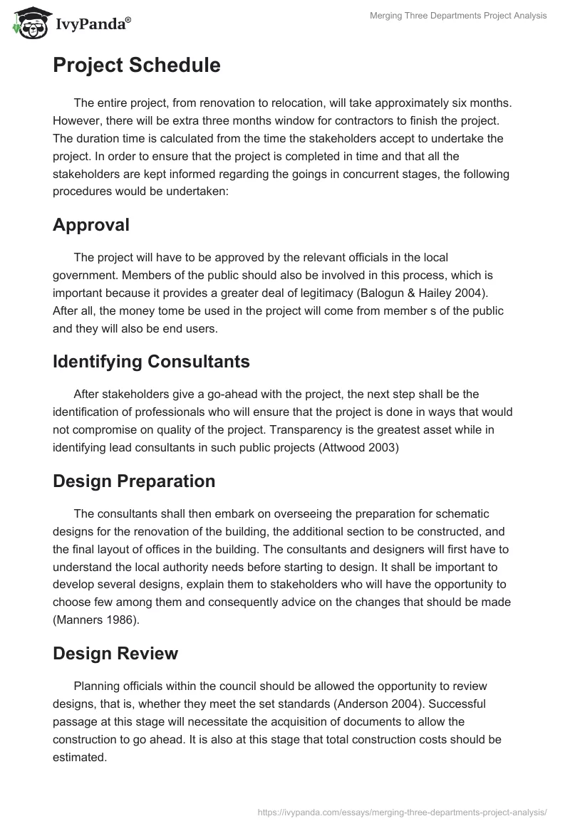 Merging Three Departments Project Analysis. Page 5