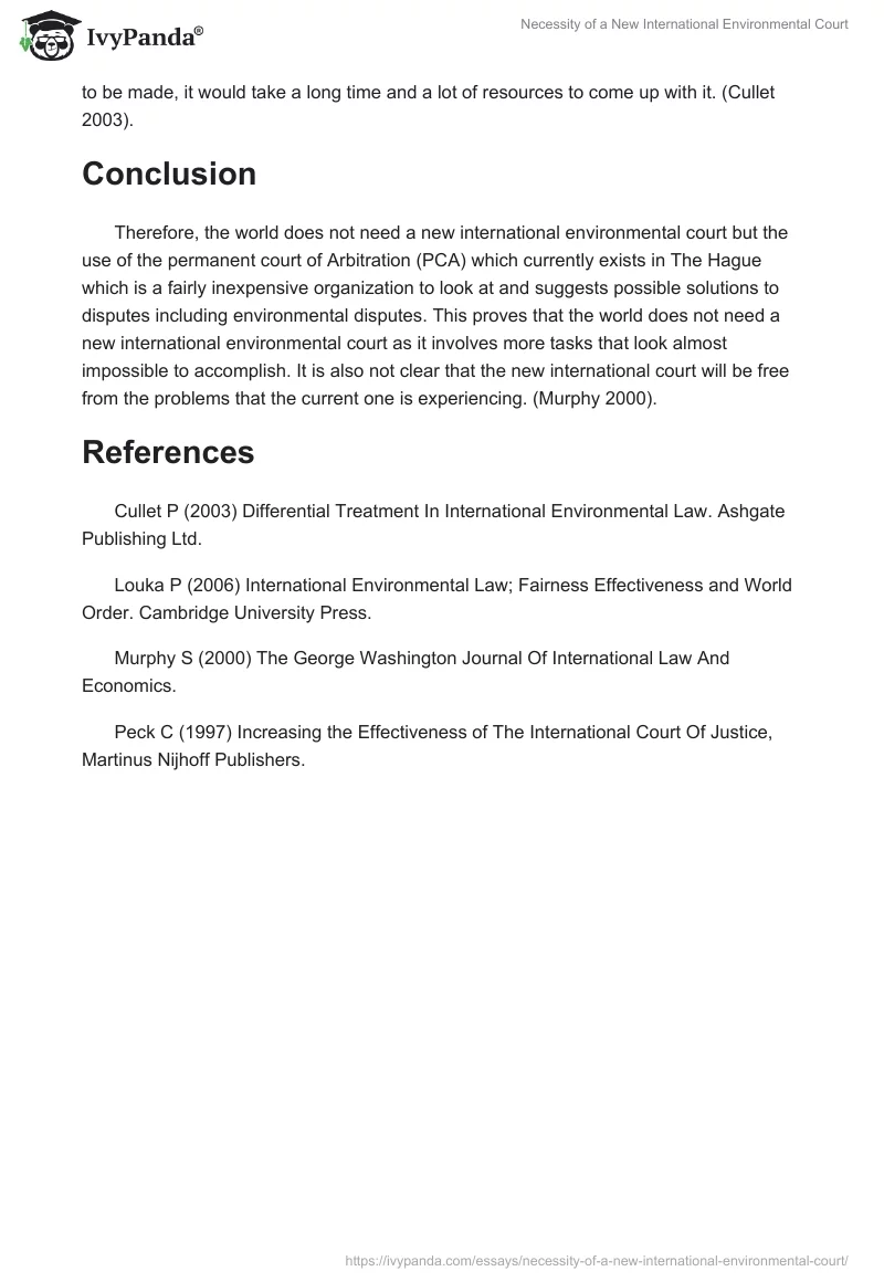 Necessity of a New International Environmental Court. Page 3