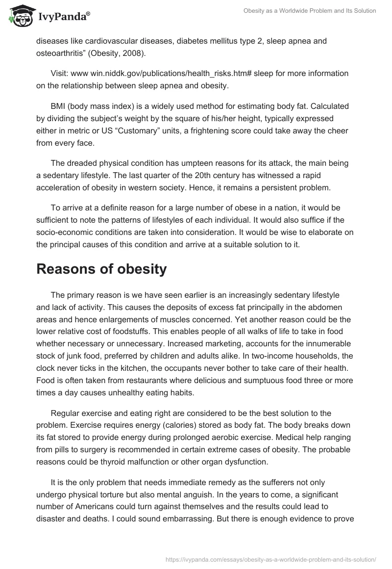 Obesity as a Worldwide Problem and Its Solution. Page 2