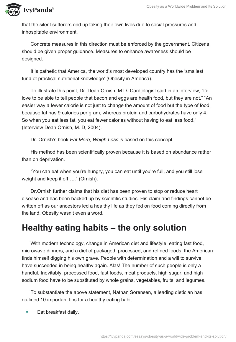 Obesity as a Worldwide Problem and Its Solution. Page 3