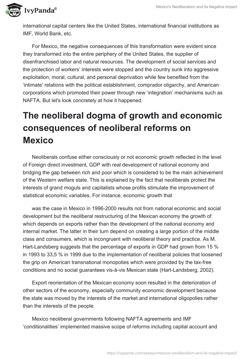 Mexico's Neoliberalism and Its Negative Impact. Page 2