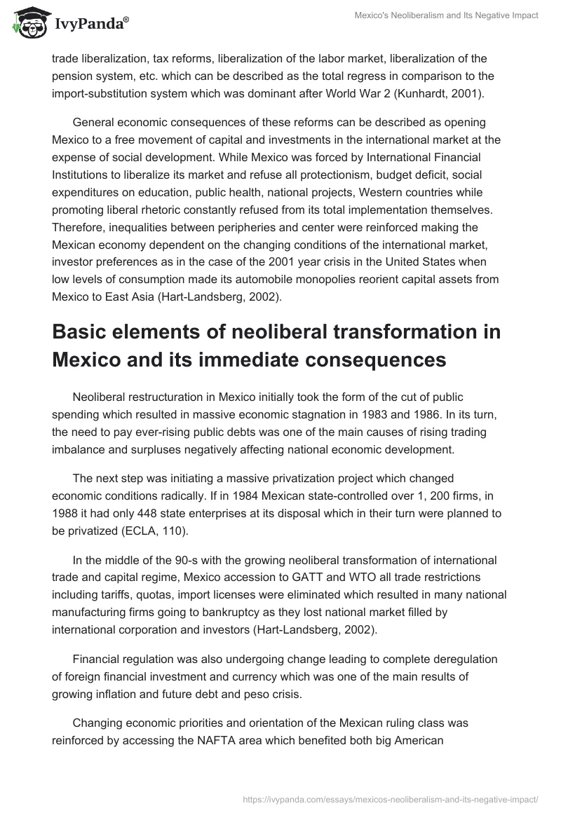 Mexico's Neoliberalism and Its Negative Impact. Page 3