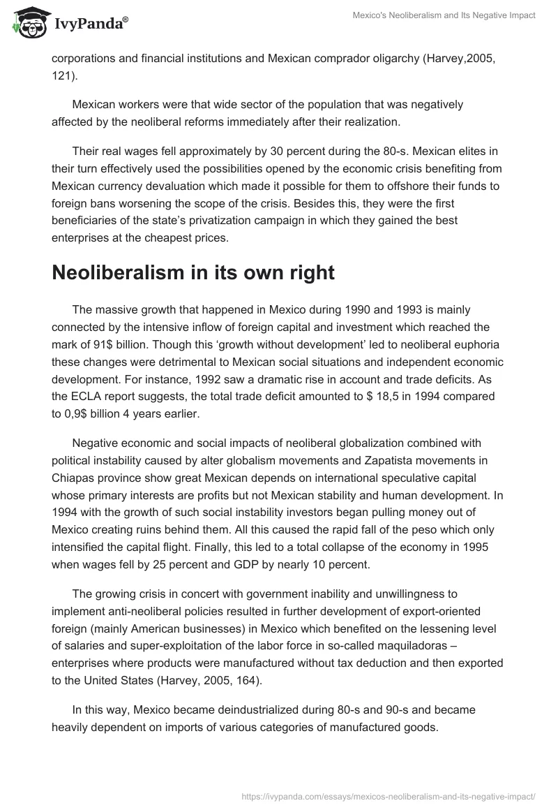 Mexico's Neoliberalism and Its Negative Impact. Page 4
