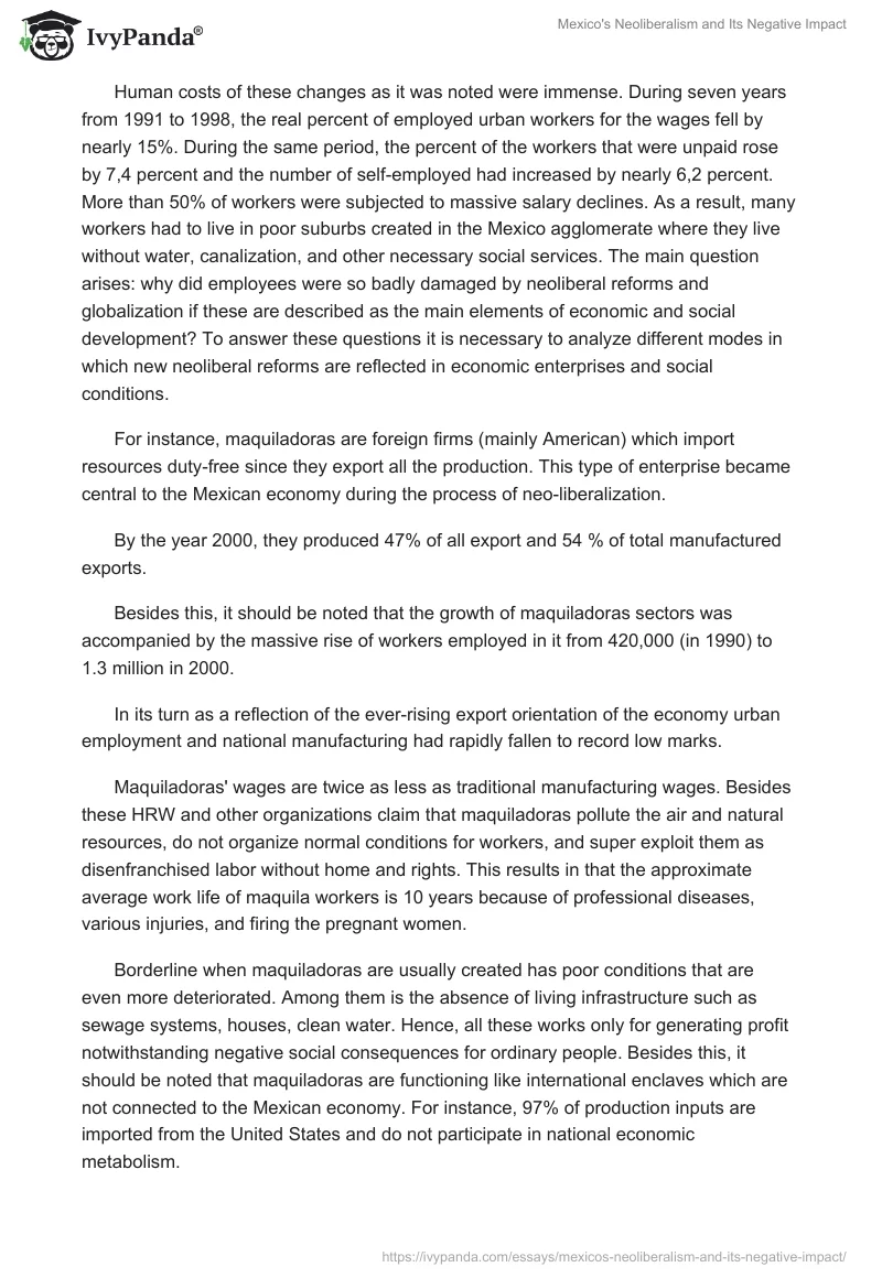 Mexico's Neoliberalism and Its Negative Impact. Page 5