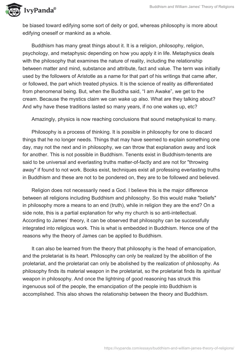 Buddhism and William James' Theory of Religions. Page 2