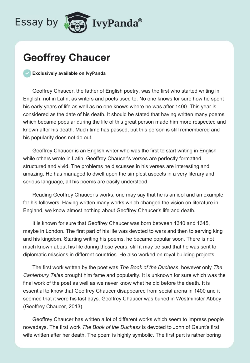 Geoffrey Chaucer. Page 1