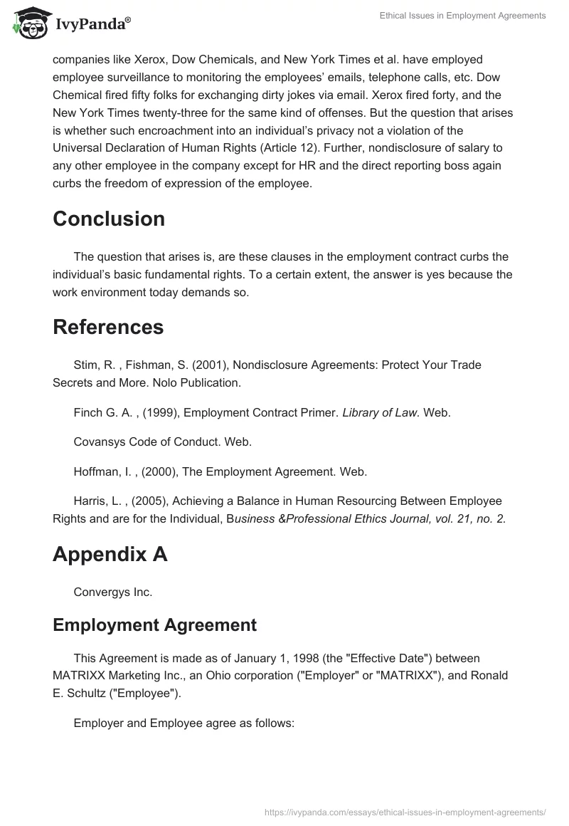 Ethical Issues in Employment Agreements. Page 3