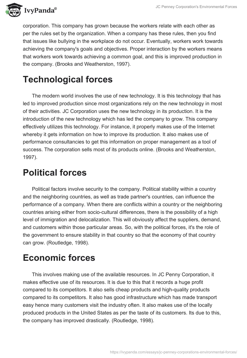 JC Penney Corporation's Environmental Forces. Page 2