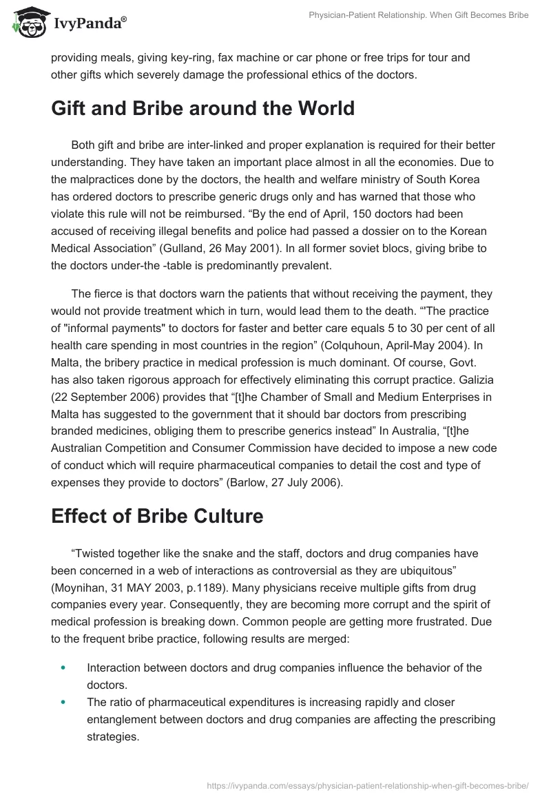 Physician-Patient Relationship. When Gift Becomes Bribe. Page 2