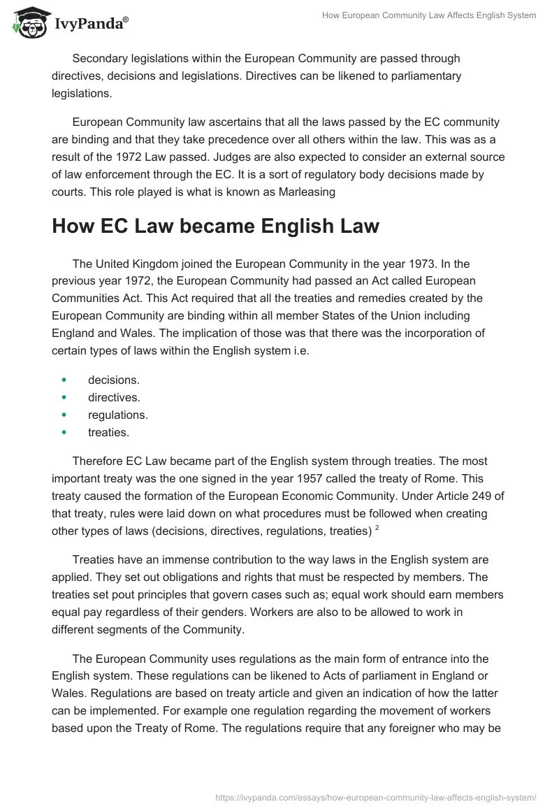 How European Community Law Affects English System. Page 2