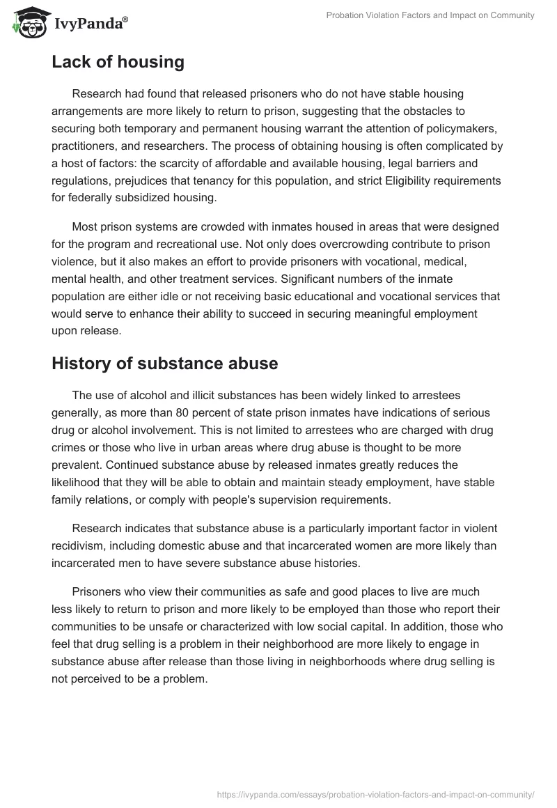 Probation Violation Factors and Impact on Community. Page 4