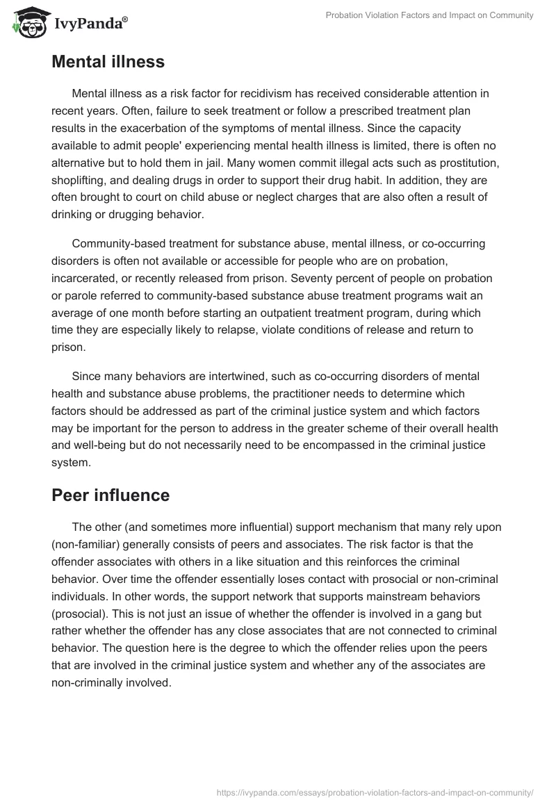 Probation Violation Factors and Impact on Community. Page 5