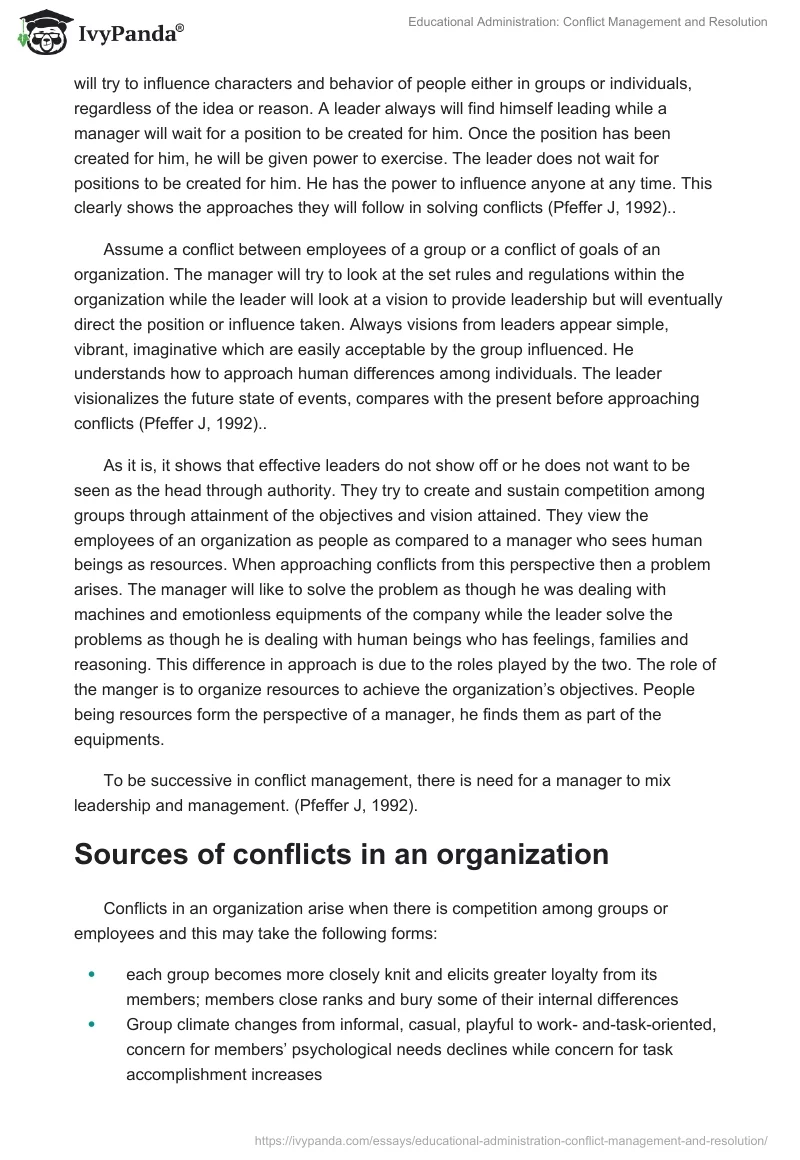 Educational Administration: Conflict Management and Resolution. Page 3