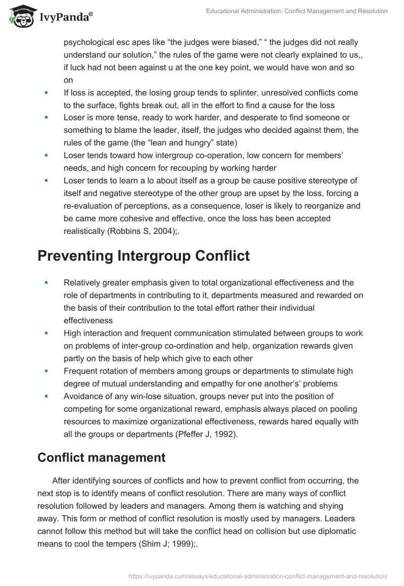 Educational Administration: Conflict Management and Resolution. Page 5