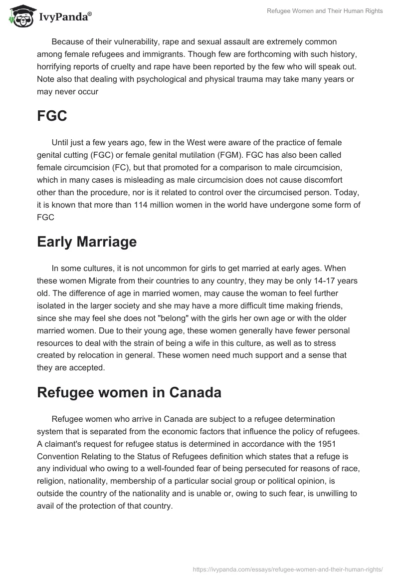 Refugee Women and Their Human Rights. Page 3