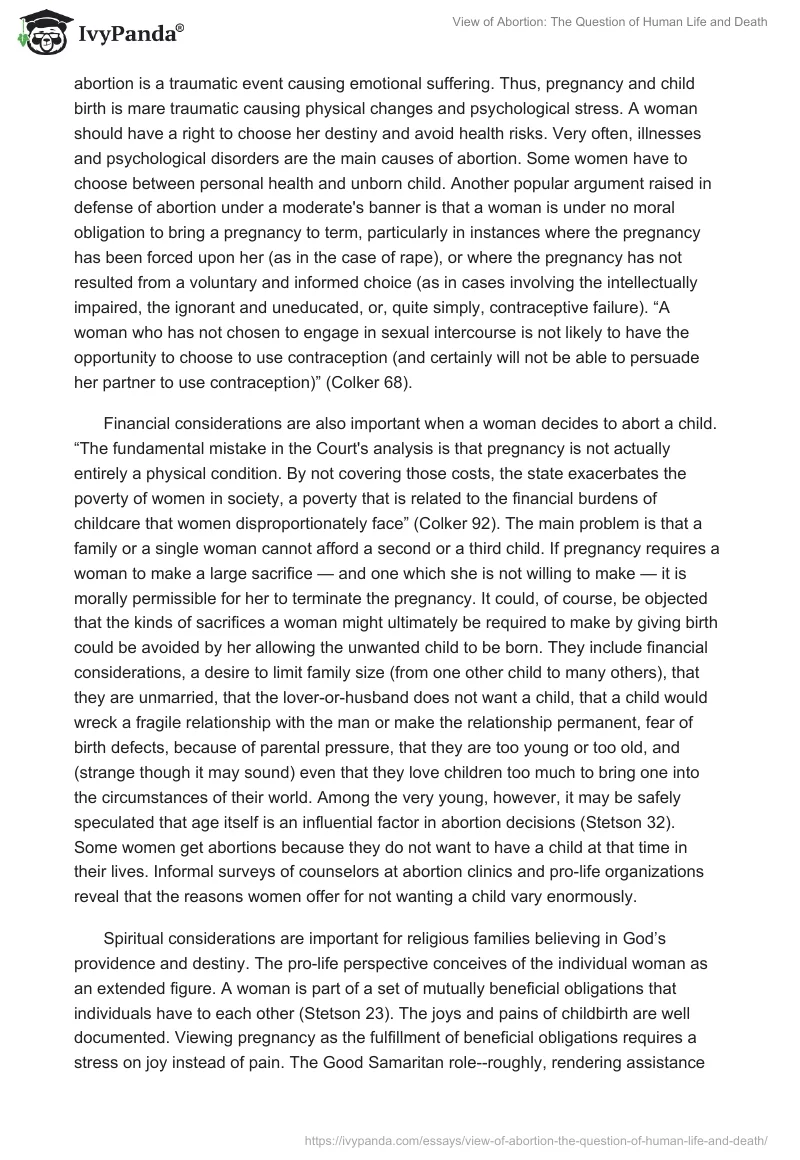 View of Abortion: The Question of Human Life and Death. Page 2