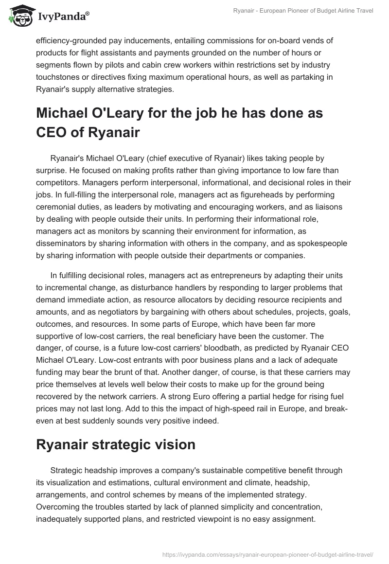 Ryanair - European Pioneer of Budget Airline Travel. Page 3