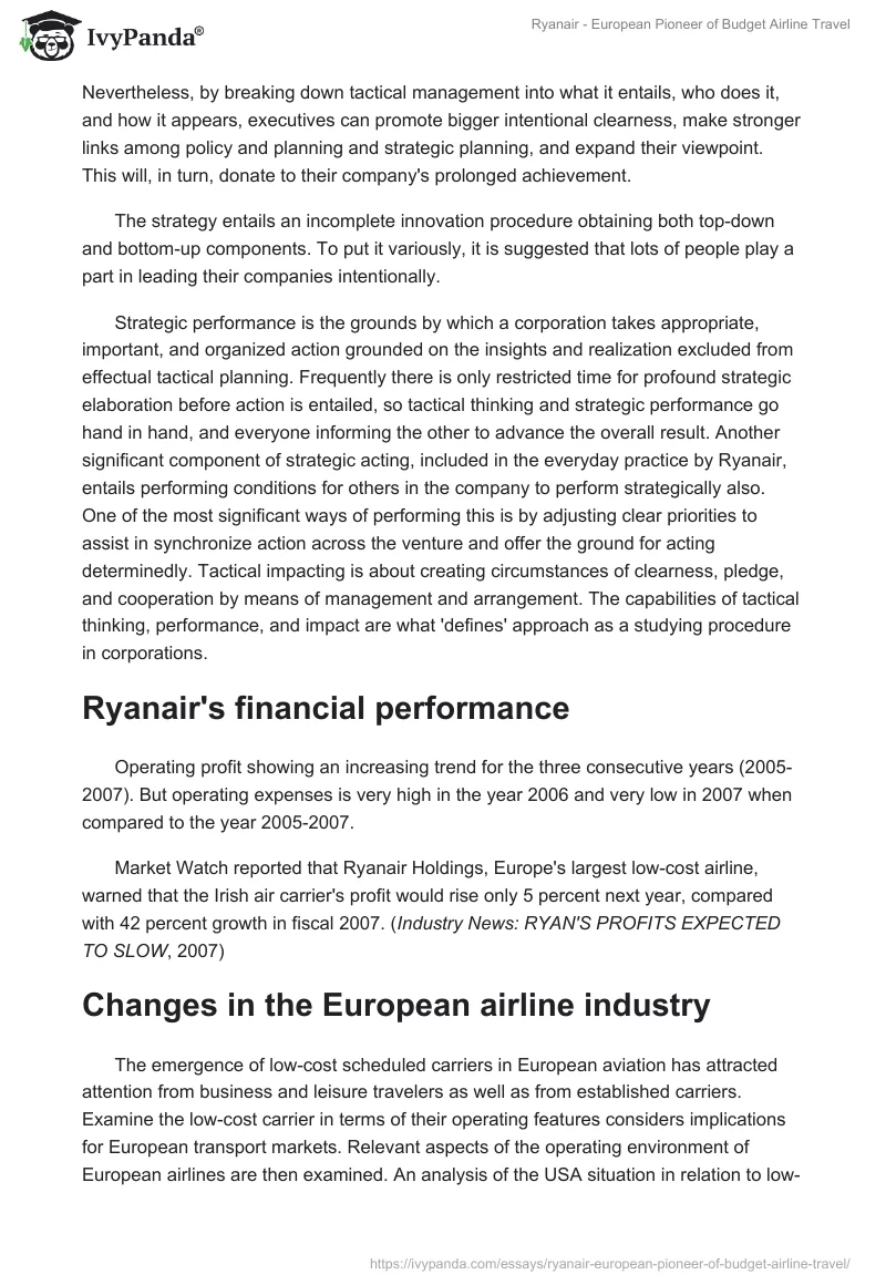 Ryanair - European Pioneer of Budget Airline Travel. Page 4