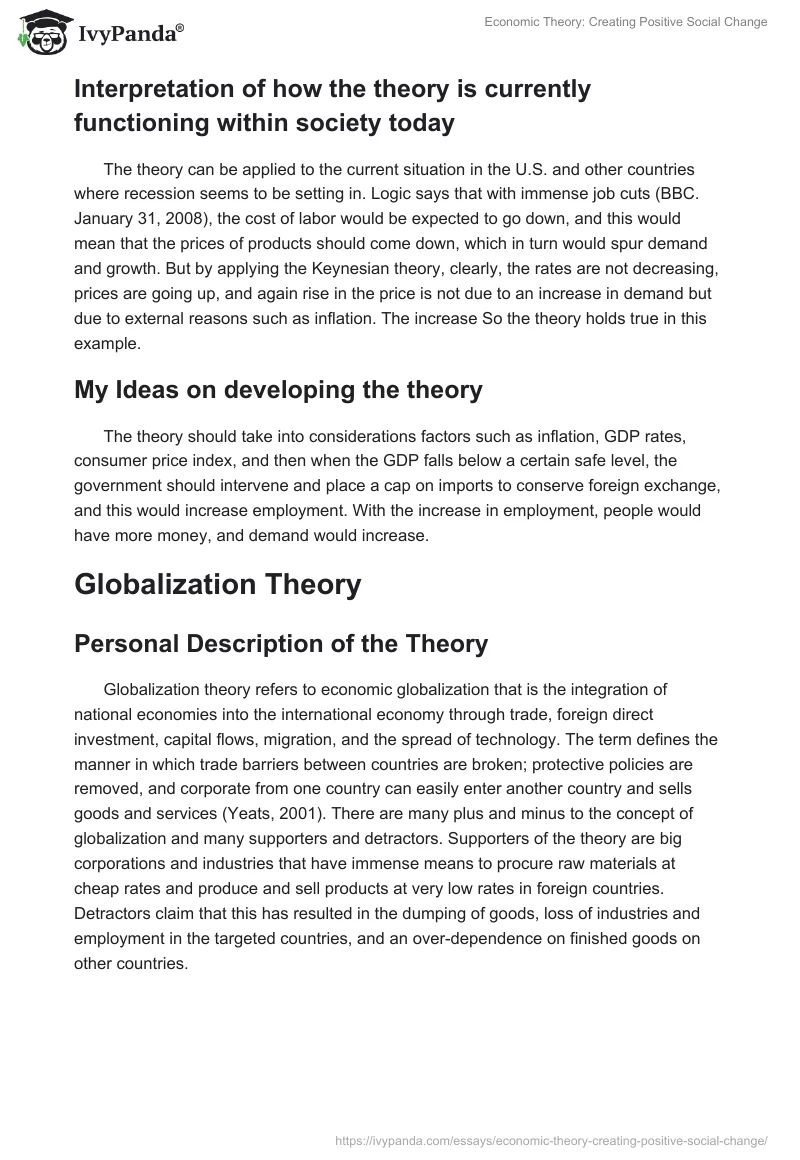 Economic Theory: Creating Positive Social Change. Page 2