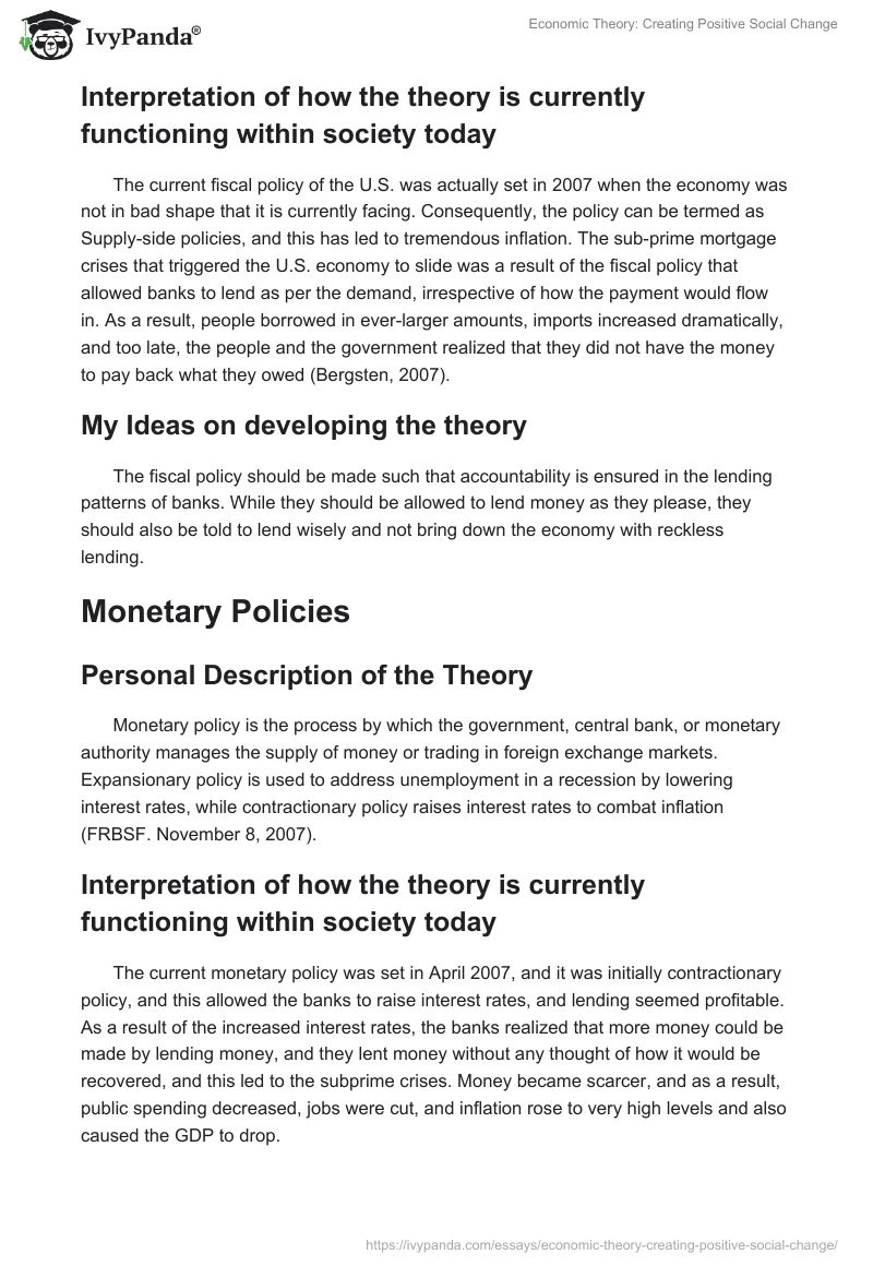 Economic Theory: Creating Positive Social Change. Page 4