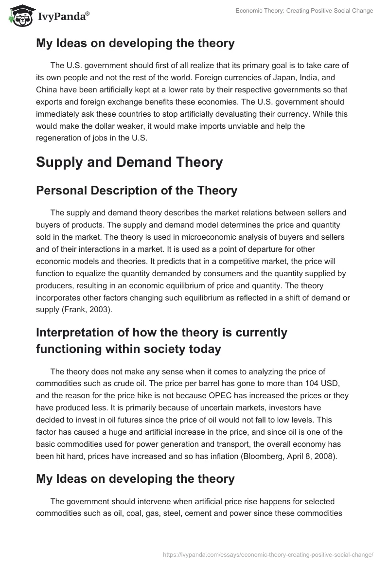 Economic Theory: Creating Positive Social Change. Page 5