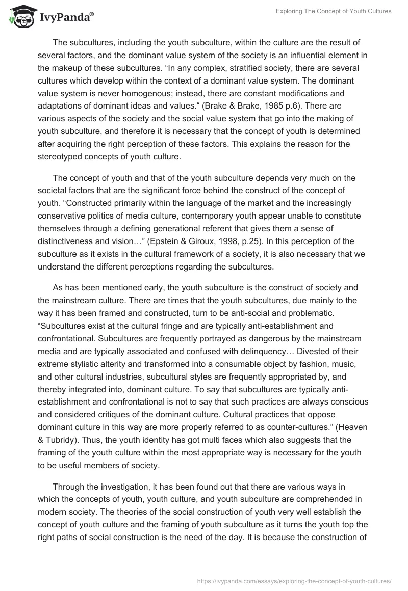 Exploring The Concept of Youth Cultures. Page 4