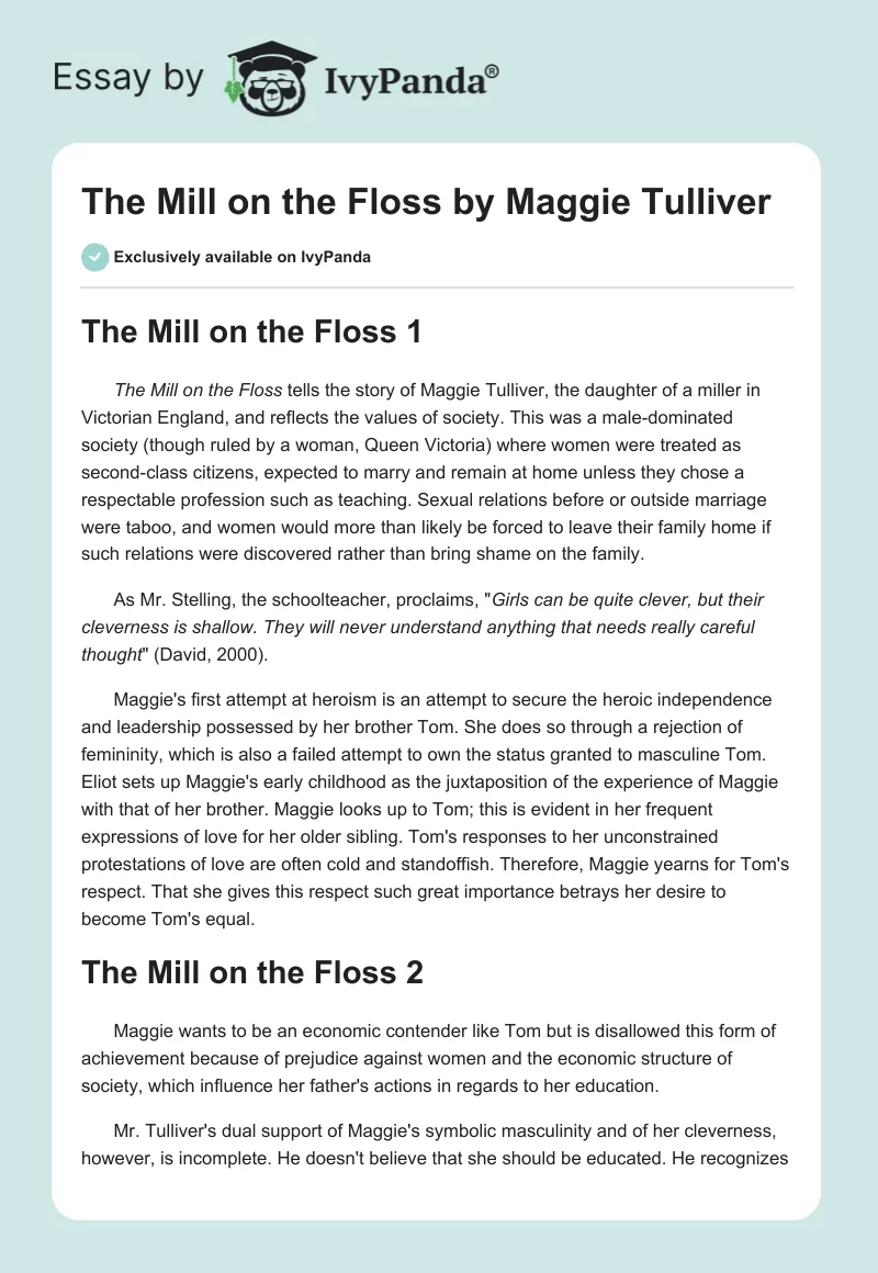The Mill on the Floss by Maggie Tulliver. Page 1