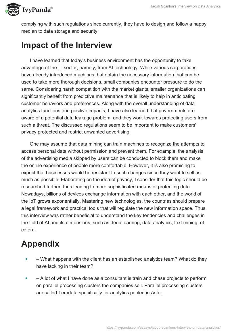 Jacob Scanlon's Interview on Data Analytics. Page 3