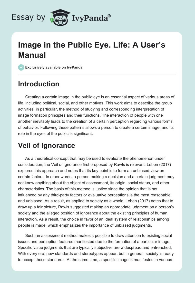 Image in the Public Eye. Life: A User’s Manual. Page 1