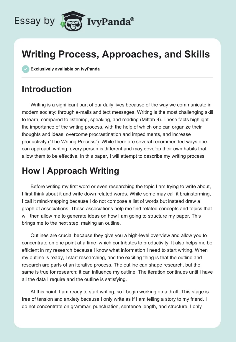 Writing Process, Approaches, and Skills. Page 1