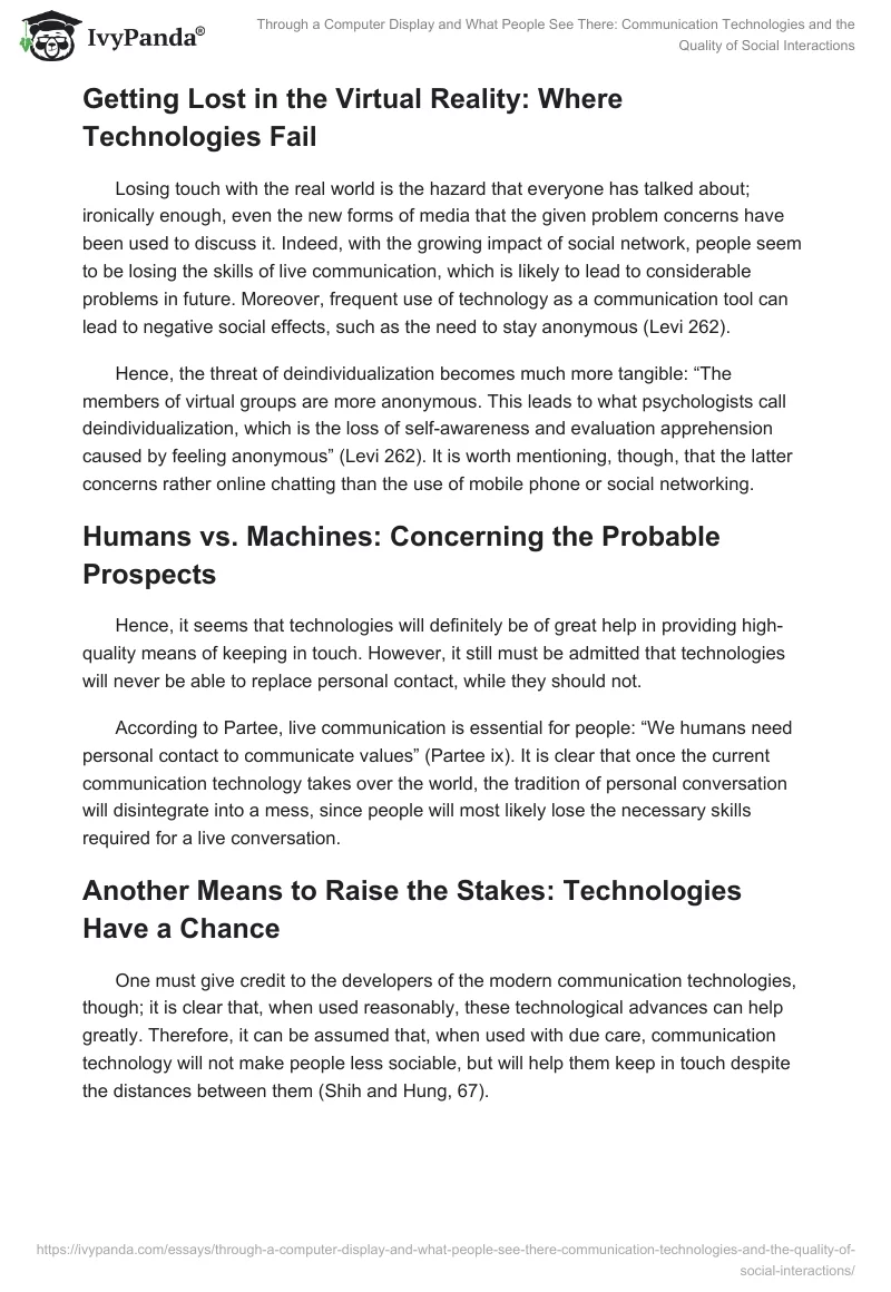 Through a Computer Display and What People See There: Communication Technologies and the Quality of Social Interactions. Page 2