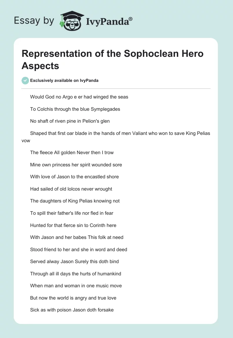 Representation of the Sophoclean Hero Aspects. Page 1