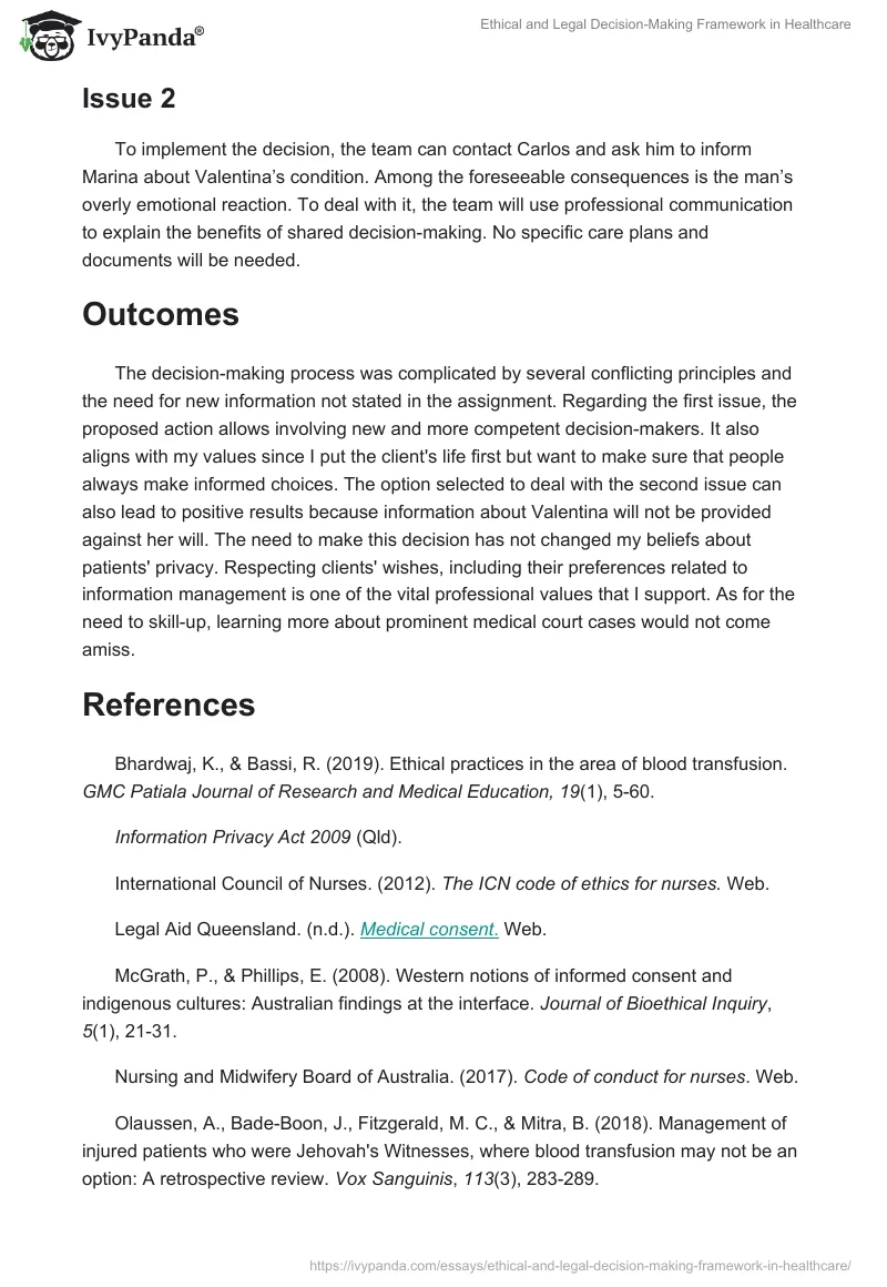 Ethical and Legal Decision-Making Framework in Healthcare. Page 5