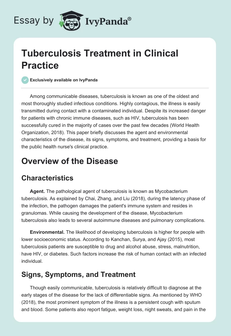 Tuberculosis Treatment in Clinical Practice. Page 1