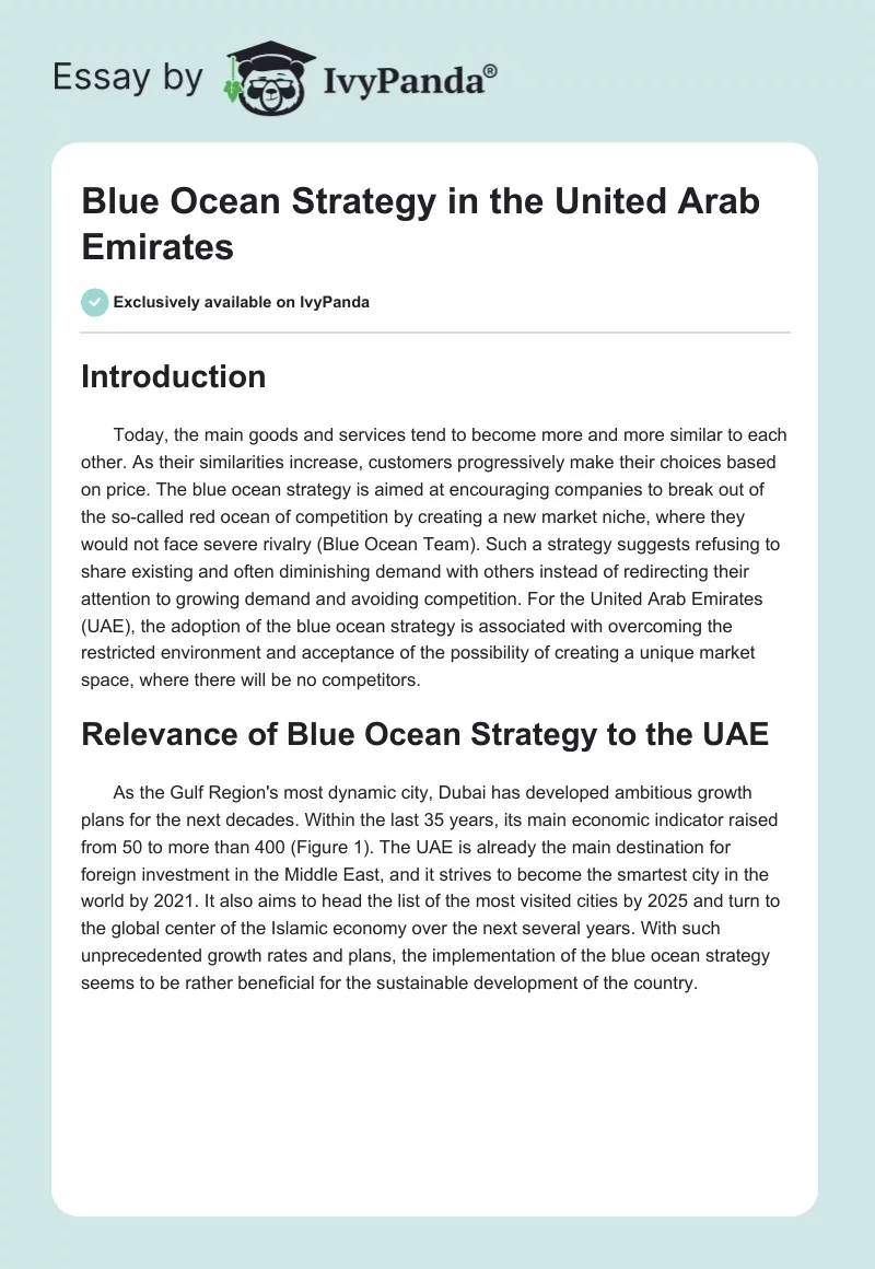 Blue Ocean Strategy in the United Arab Emirates. Page 1