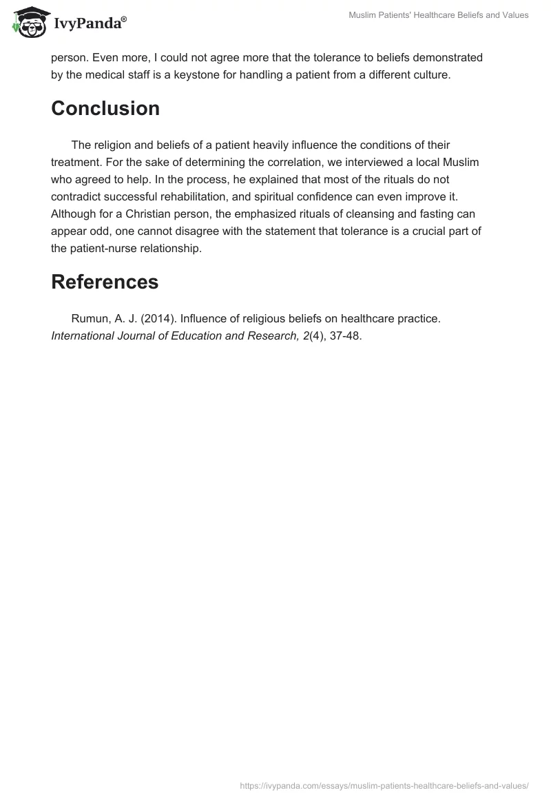 Muslim Patients' Healthcare Beliefs and Values. Page 2