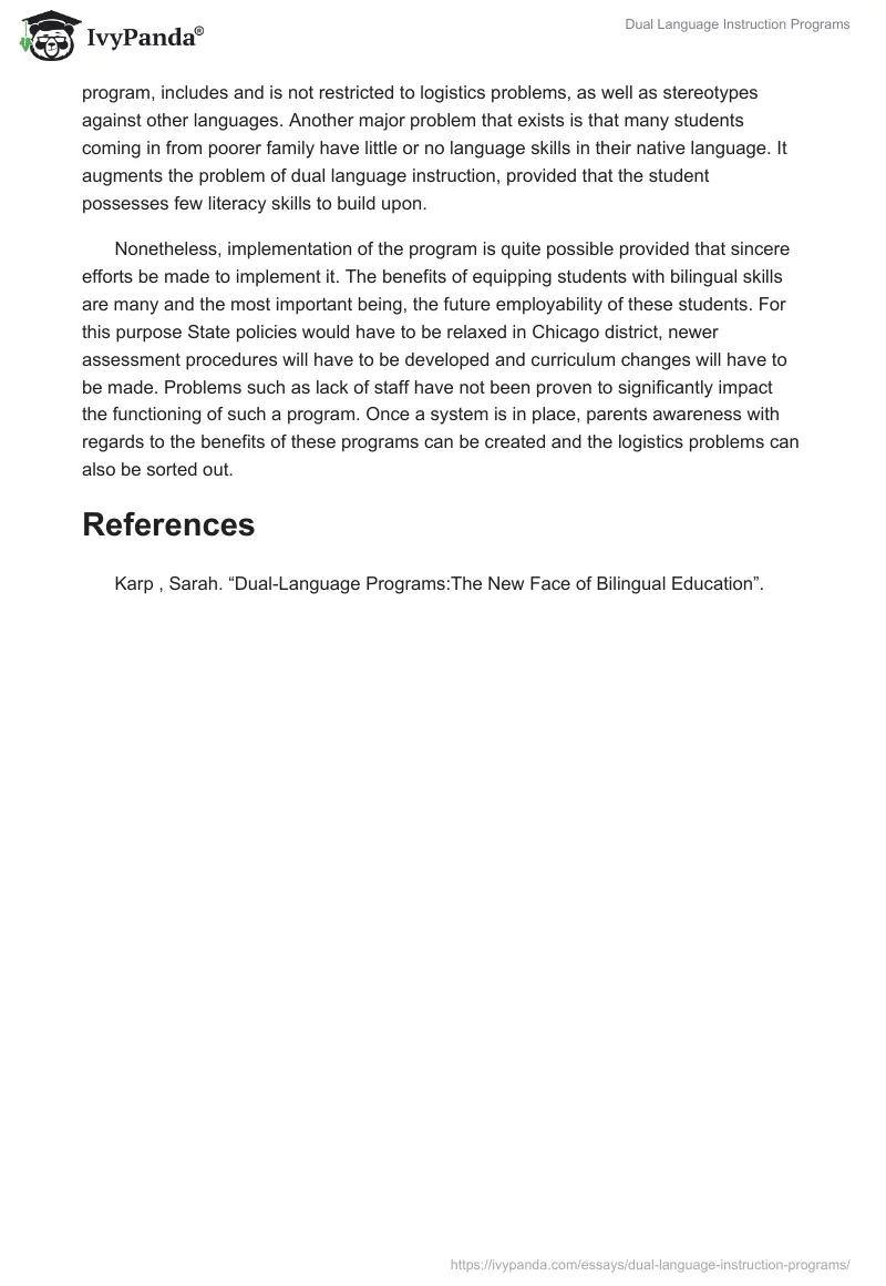 Dual Language Instruction Programs. Page 2