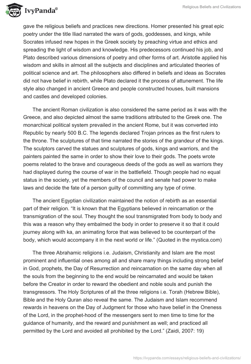 Religious Beliefs and Civilizations. Page 2