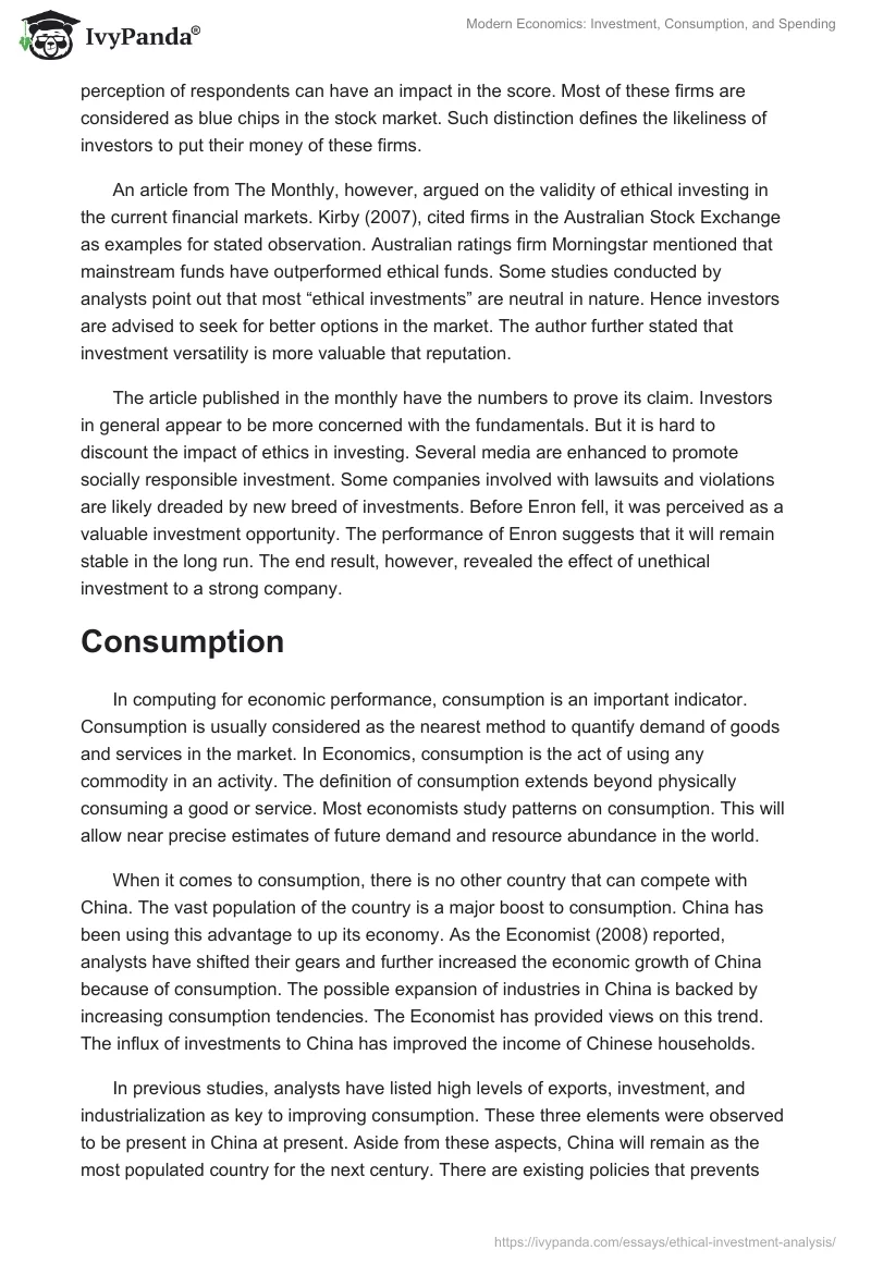 Modern Economics: Investment, Consumption, and Spending. Page 2