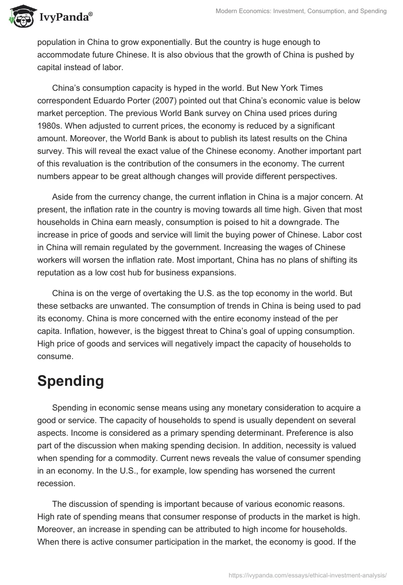 Modern Economics: Investment, Consumption, and Spending. Page 3