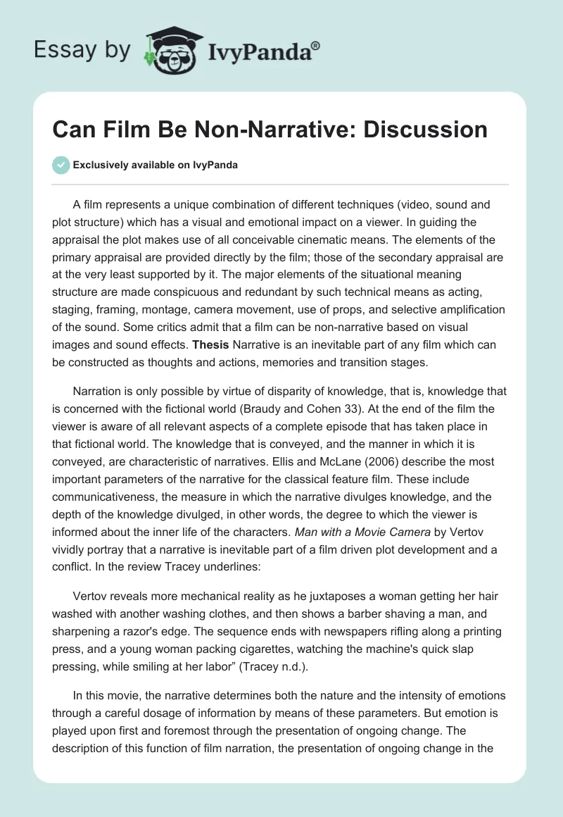 Can Film Be Non-Narrative: Discussion. Page 1