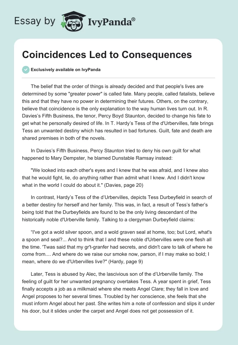 Coincidences Led to Consequences. Page 1